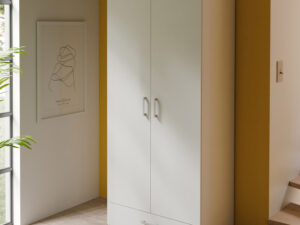Garde robe ECONOBOX2 2 portes 1 tiroir blanche vue déco magasin meuble Liège