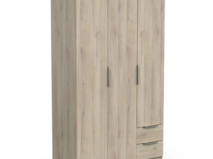 Armoire de rangement pratique en bois chene trois portes et deux tiroirs collection GHOST 3 portes