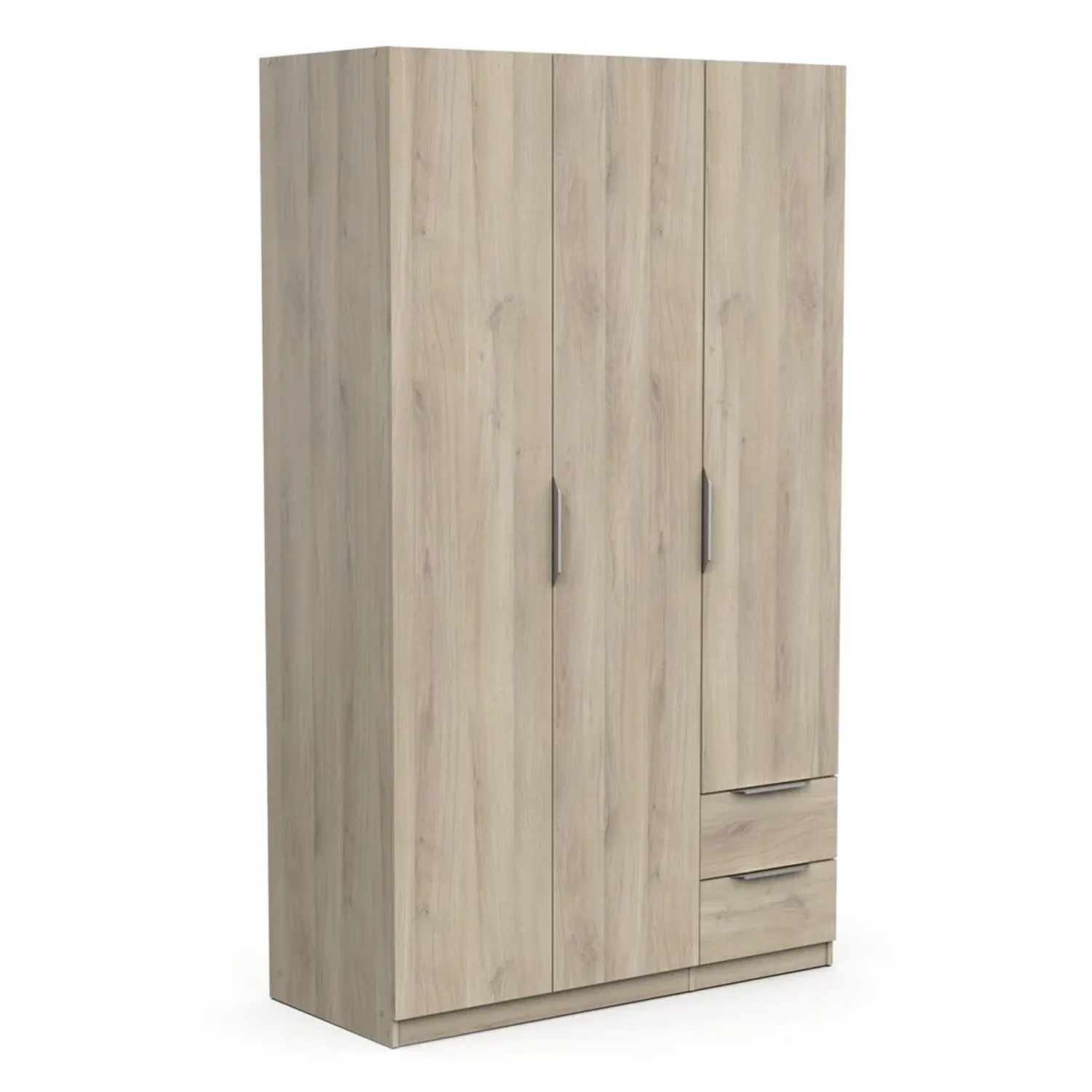 Armoire de rangement pratique en bois chene trois portes et deux tiroirs collection GHOST 3 portes