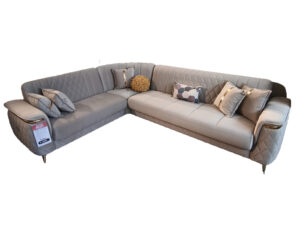 Grand canape d angle moderne et elegant MILANO coloris beige tissu Sehzade