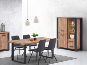 alle a manger complete en bois et noir avec table dressoir et meuble bar collection ESTRELLA