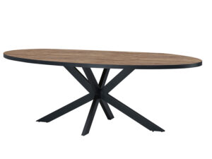 Table de repas L220 cm ovale en bois et metal noir de style rustique mais moderne collection ESTRELLA