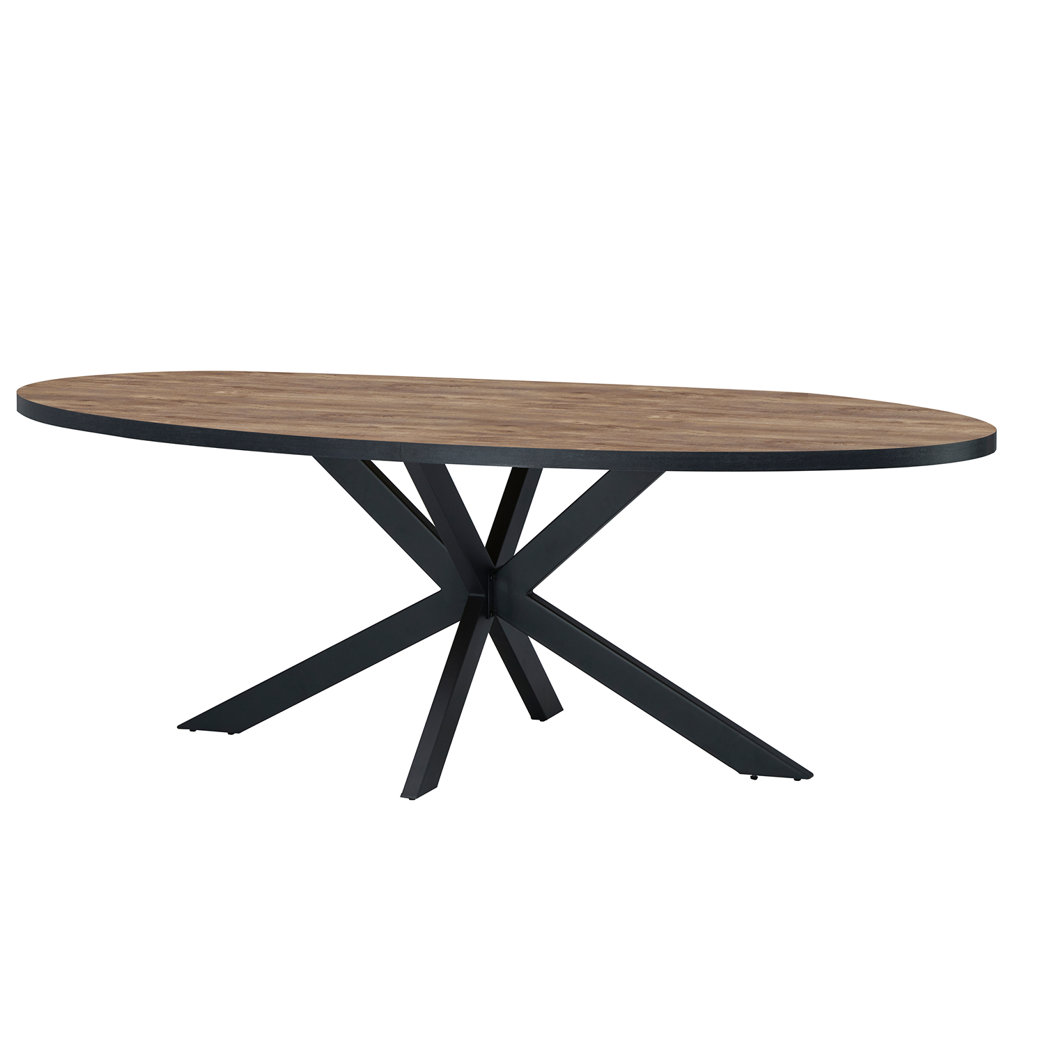 Table de repas L220 cm ovale en bois et metal noir de style rustique mais moderne collection ESTRELLA