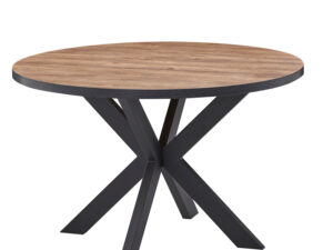 Table de repas ronde 130 cm en bois et metal noir de style rustique mais moderne collection ESTRELLA