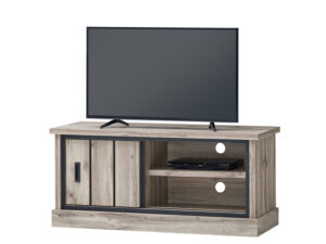 Meuble TV de salon de style naturel et moderne en chene clair avec une porte coulissante et une niche collection ELENA