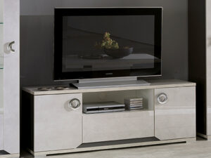Meuble TV de salon de style chic raffine et moderne avec finition effet pierre grise collection MISTRAL