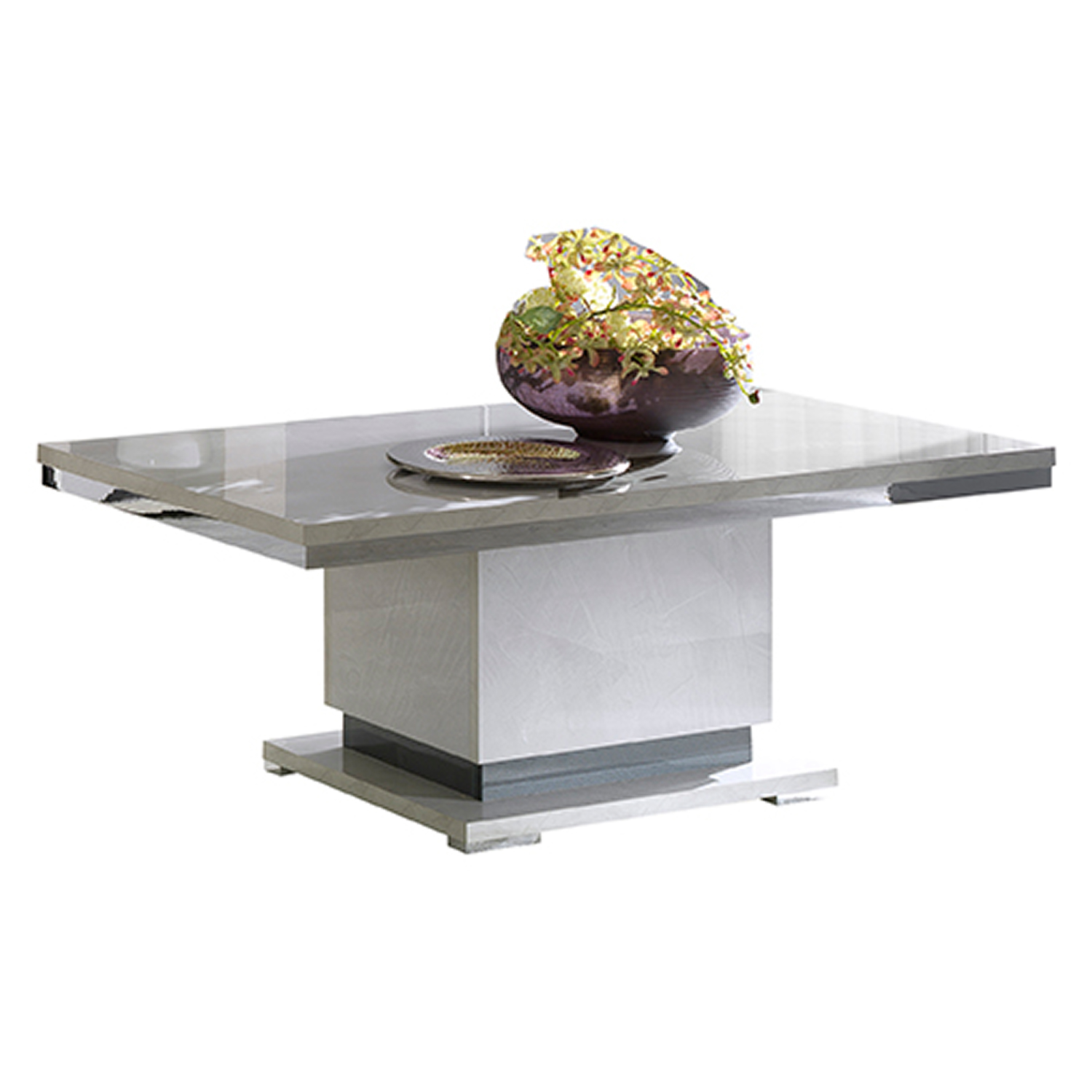 Table de salon basse rectangulaire de style chic raffine et moderne avec finition effet pierre grise collection MISTRAL