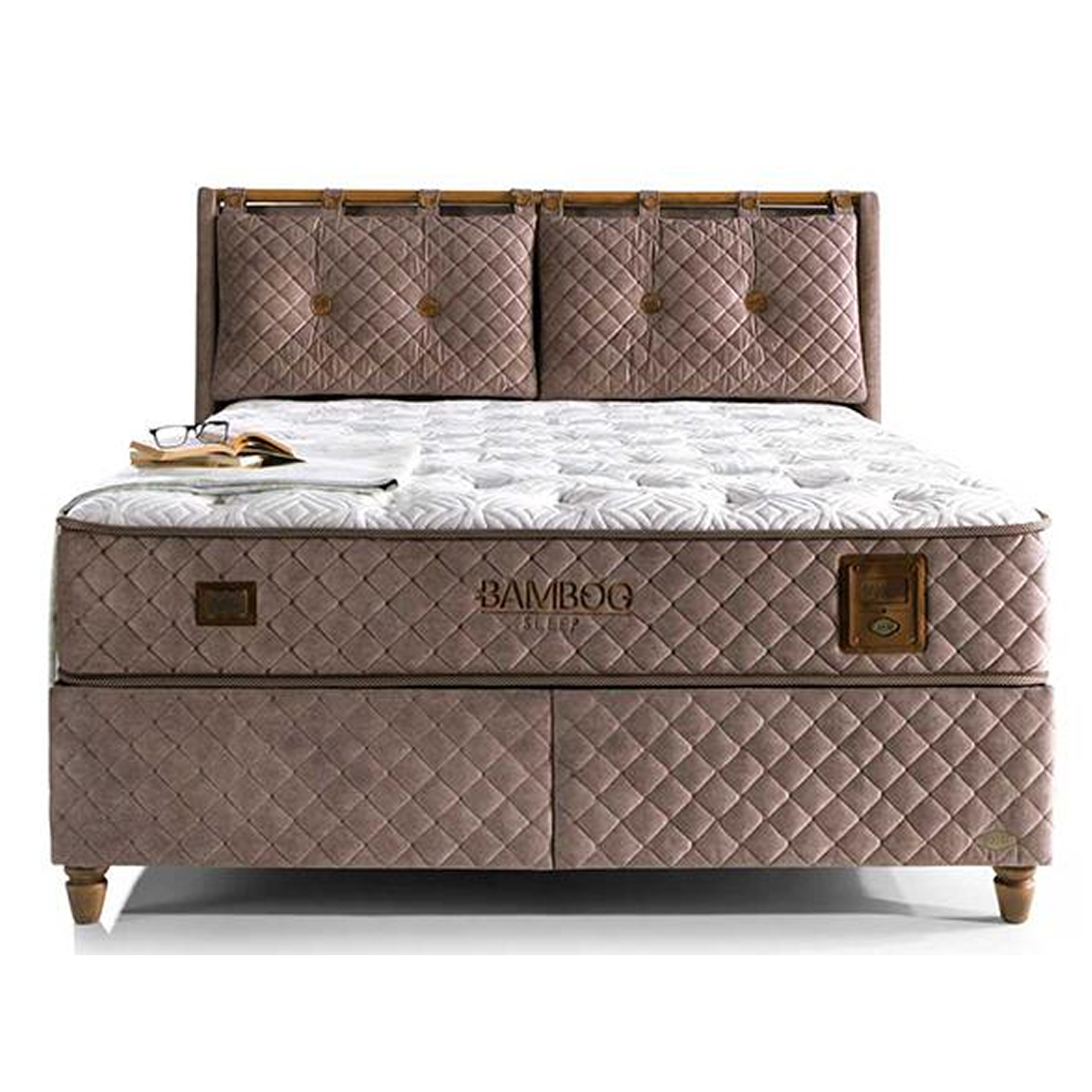 Boxspring Bambi BAMBOO SLEEP avec coffre de rangement et matelas orthopedique à Liege vue de face