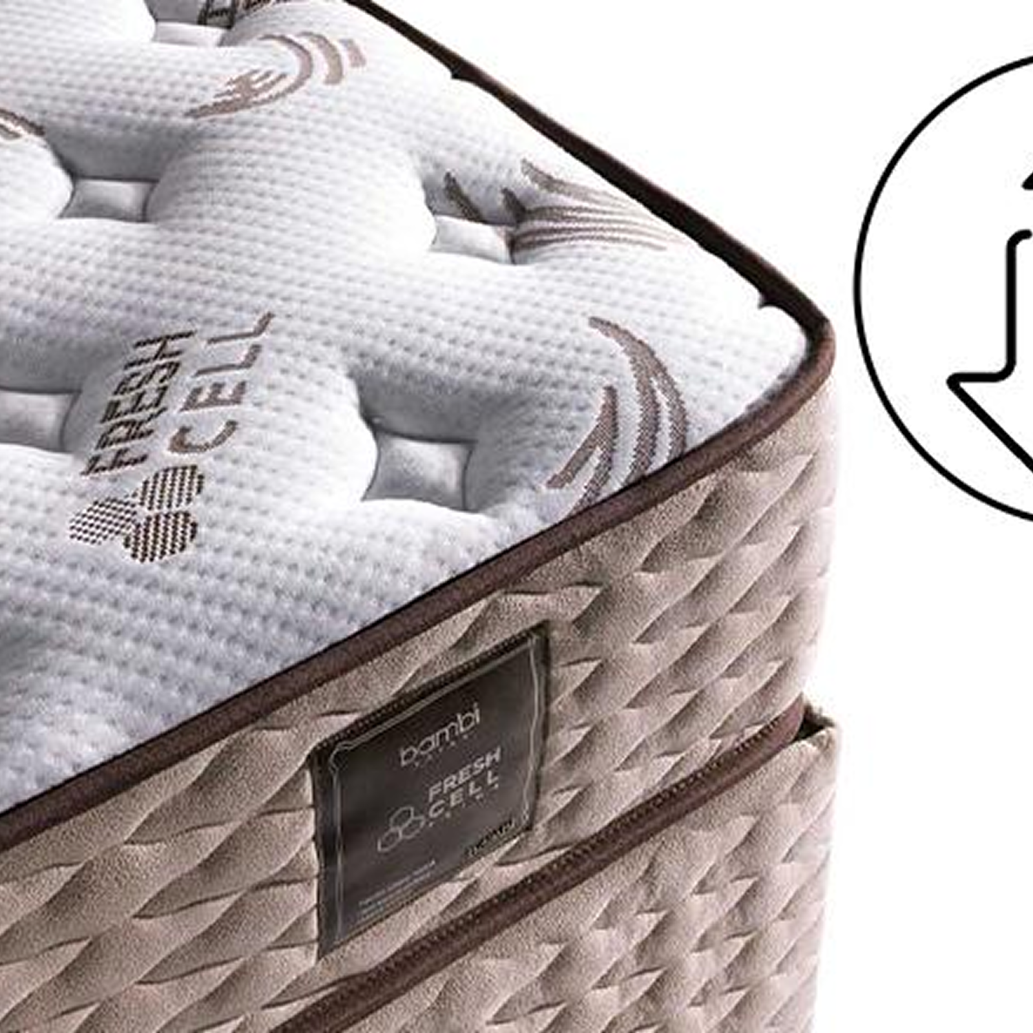 Boxspring avec coffre de rangement et matelas orthopedique reversile style raffine collection FRESHCELL PRIME matelas