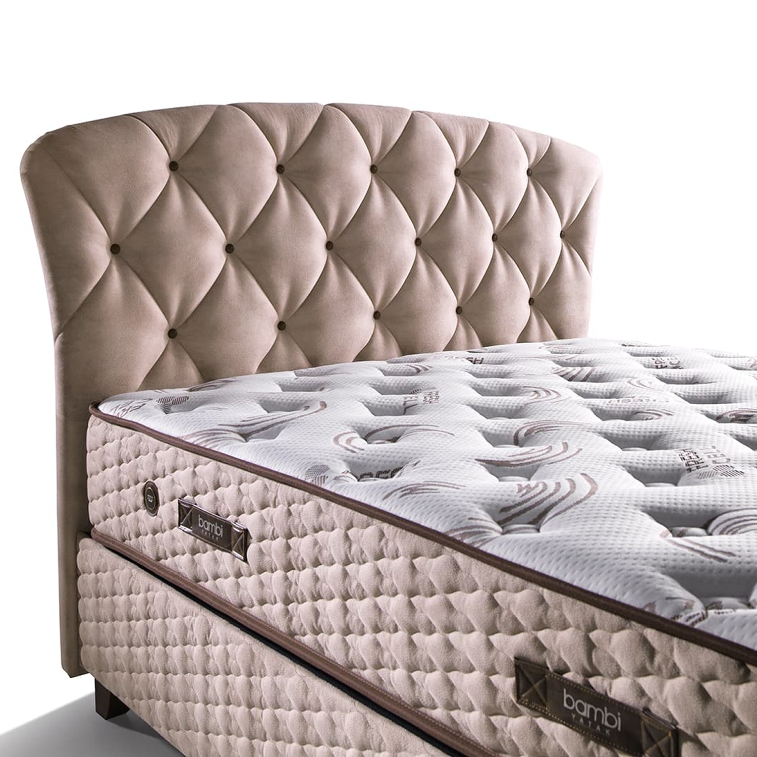 Boxspring avec coffre de rangement et matelas orthopedique reversile style raffine collection FRESHCELL PRIME détails