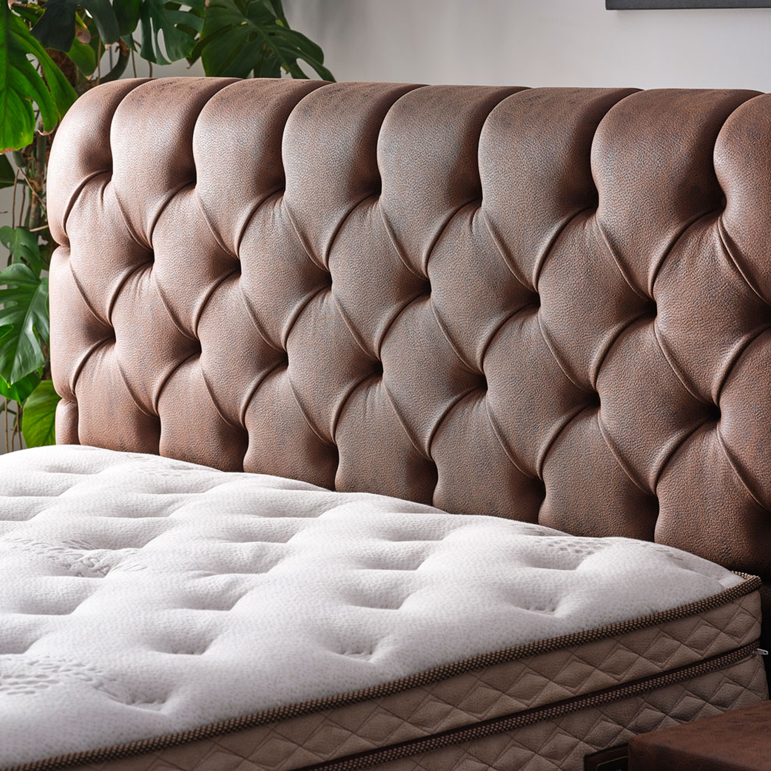 Boxspring avec coffre de rangement et matelas orthopedique a ressorts ensaches style confort elegant collection COMFIZONE tête de lit
