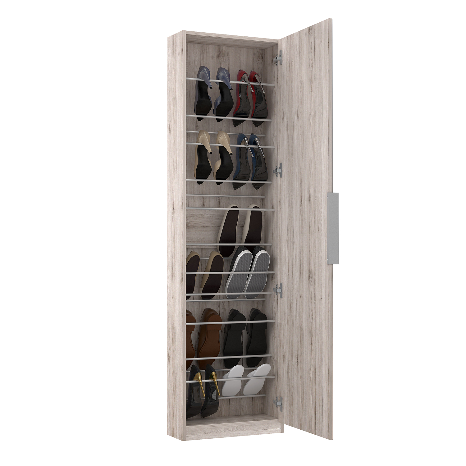 Armoire a chaussures CALMA avec miroir chêne intérieur