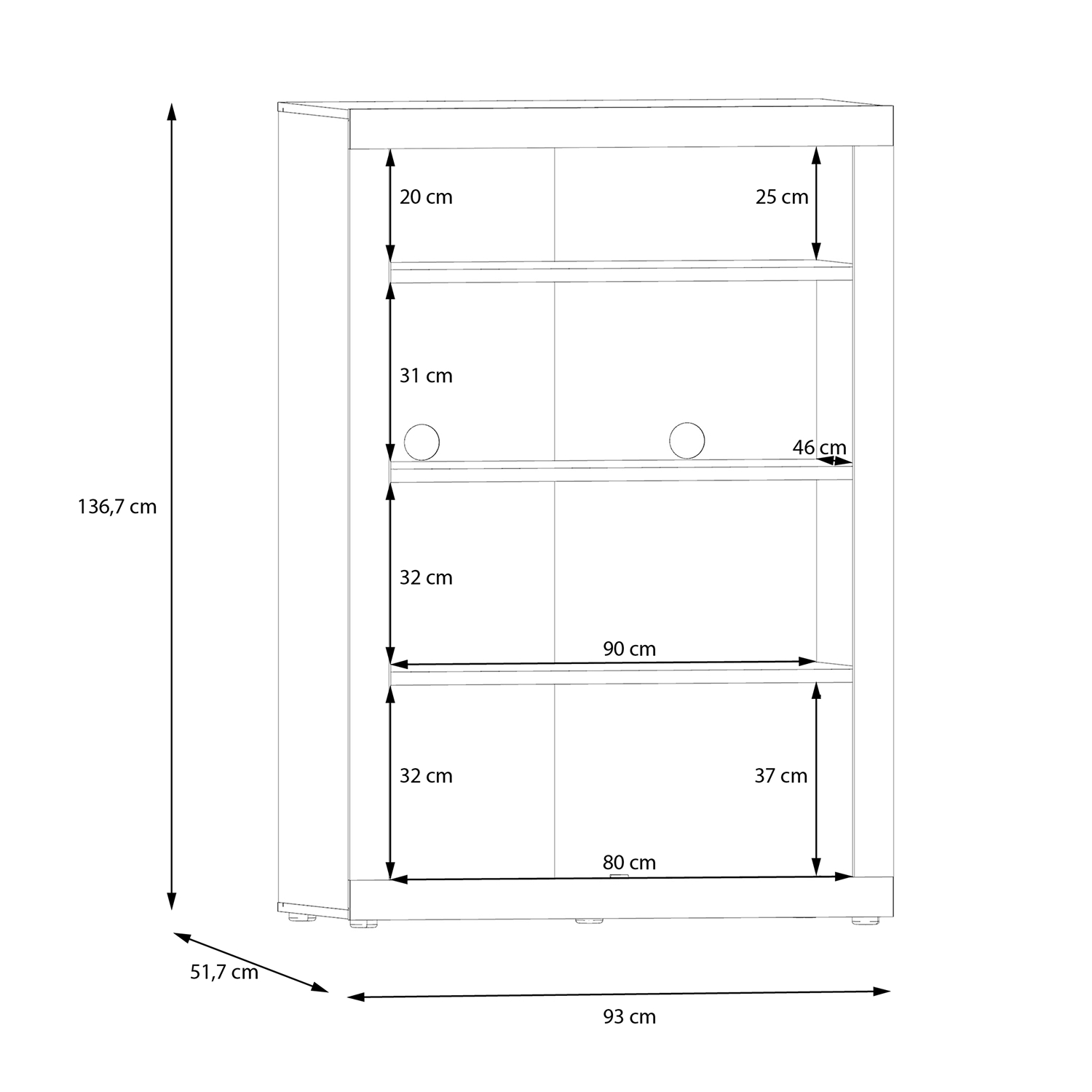 Buffet haut meuble bar 4 portes et 1 niche blanc mat et chene cendre collection BACCIO à Liege mesures